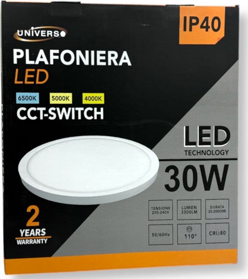 PLAFONIERA ULTRA SLIM LED 30W ROTONDA 40CM IP40 CCT 3IN1 CAMBIA COLORE LUCE MXDY400-30W-3C - 8
