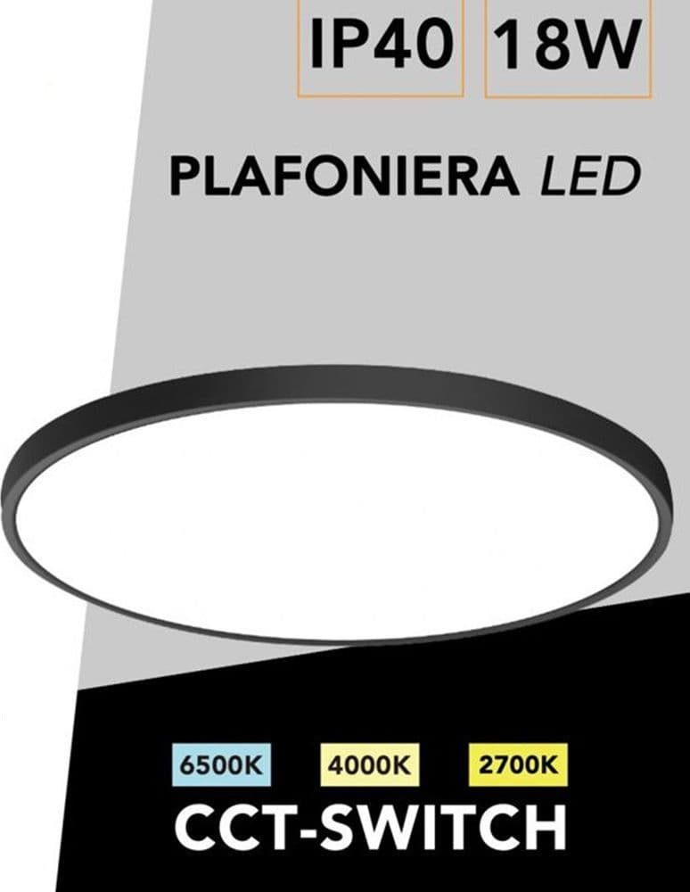 PLAFONIERA A LED SLIM 18W IP40 CON TECNOLOGIA CCT DA 6500K A 2700K CON SWITCH LV230-3C - 12