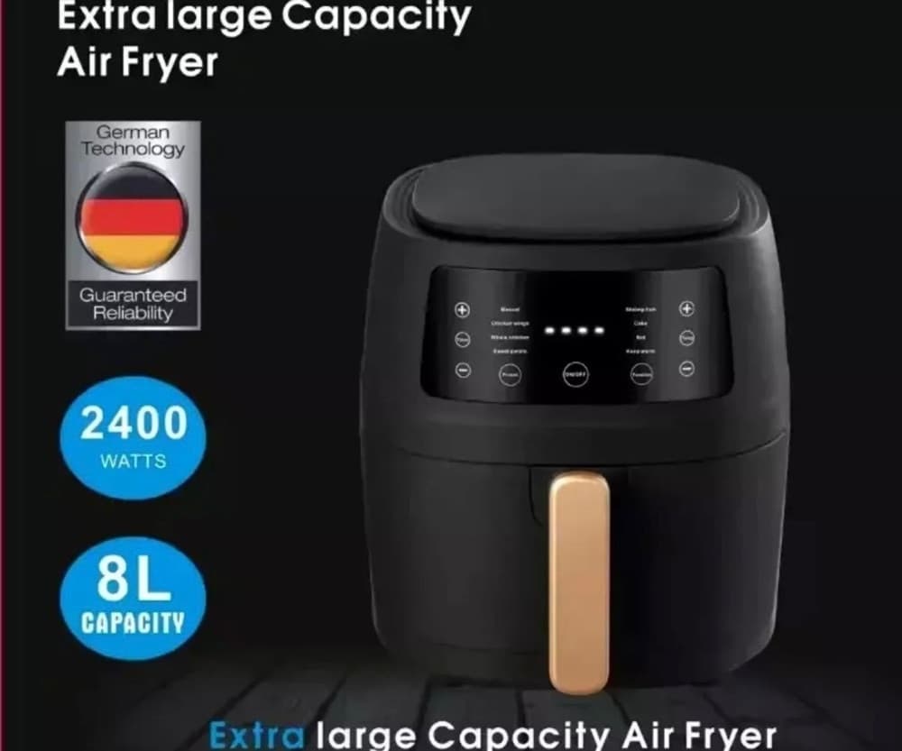 FRIGGITRICE AD ARIA DA 8LT SMART TOUCH SCREEN DIGITALE 2400W NO OLIO VERDURA CARNE PESCE - 3