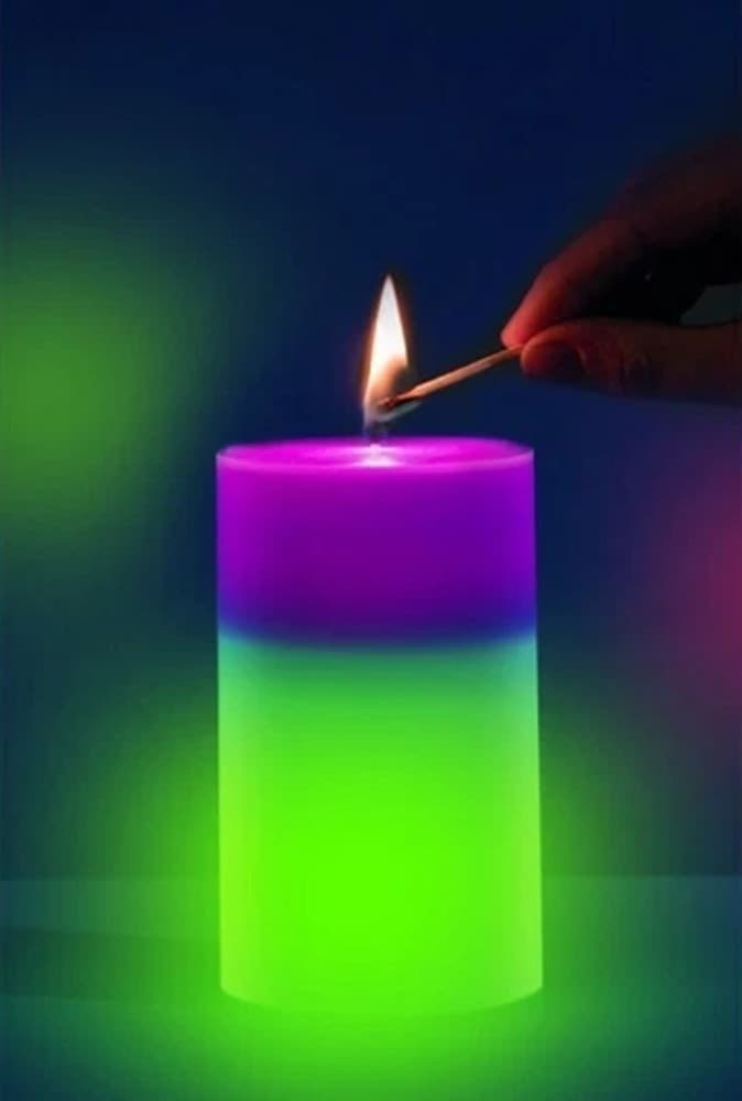 CANDELA DI CERA MAGICA SI ILLUMINA QUANDO ACCESA CON FIAMMA REALE LUCE CONTINUA 6 COLORI - 5
