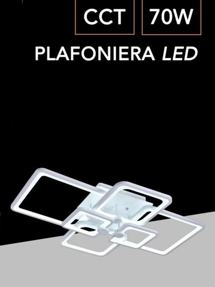 PLAFONIERA LED 70W CCT DA 3000K A 6500K 6 QUADRATI LAMPADA GEOMETRICA SOFFITTO C26-B3C - 7