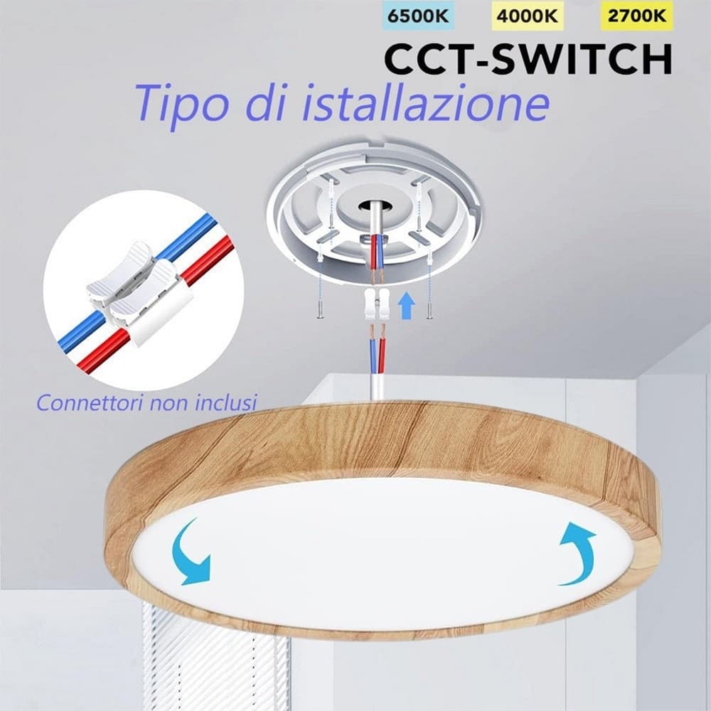 PLAFONIERA A LED SLIM 36W IP40 CON TECNOLOGIA CCT DA 6500K A 2700K CON SWITCH LV480-3C - 28