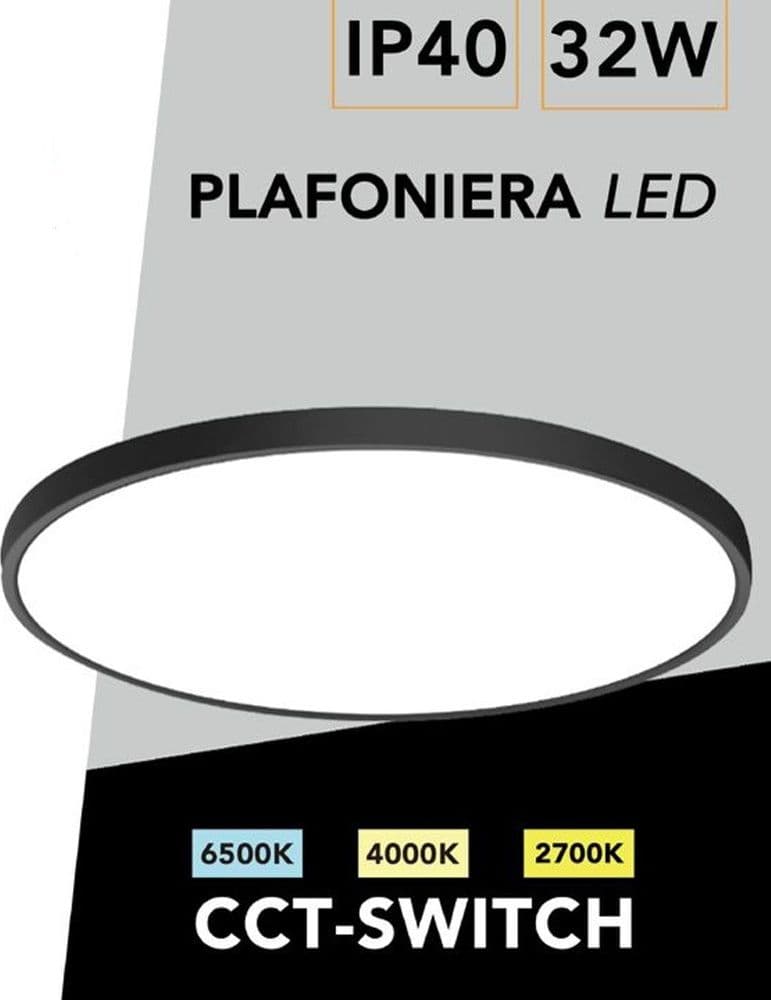 PLAFONIERA A LED SLIM 32W IP40 CON TECNOLOGIA CCT DA 6500K A 2700K CON SWITCH LV400-3C - 12