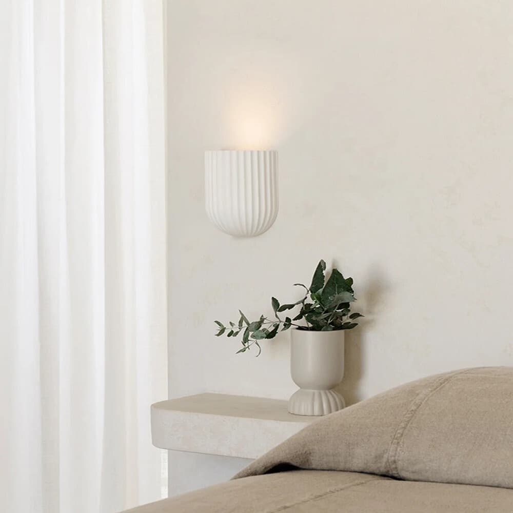 APPLIQUE IN GESSO RIGATO DA PARETE LAMPADA DA MURO VERNICIABILE ATTACCO GU10 IP20 GS-E88 - 4