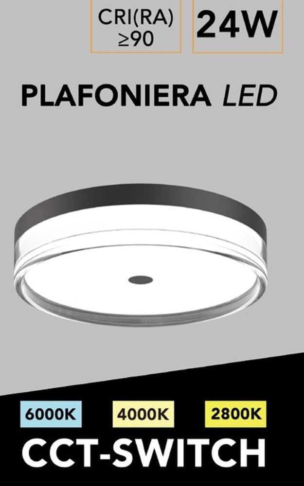 PLAFONIERA LED 24 W A SOFFITTO MODERNA TECNOLOGIA CCT 3 TONALITÀ SELEZIONABILI BL300-3C - 9