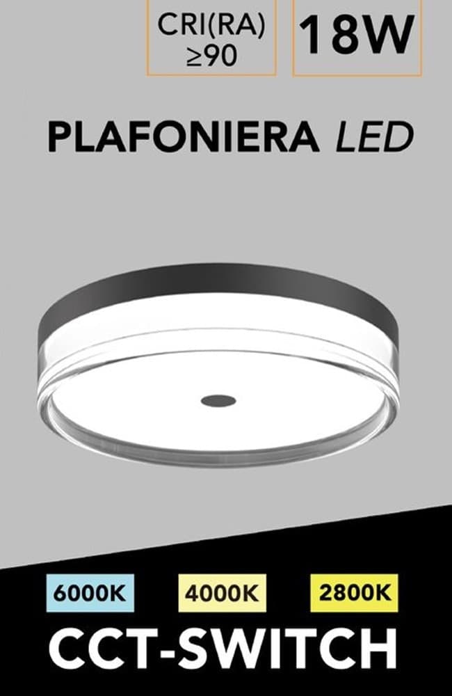 PLAFONIERA LED 18W A SOFFITTO MODERNA TECNOLOGIA CCT 3 TONALITÀ SELEZIONABILI BL230-3C - 9