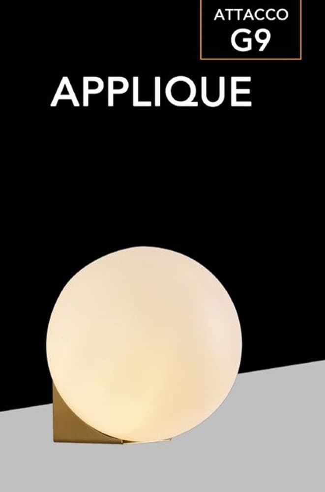 APPLIQUE A PARETE BRONZO METALLO CON SFERA LAMPADA DA MURO MINAMALISTA ATTACCO G9 AQ55 - 7