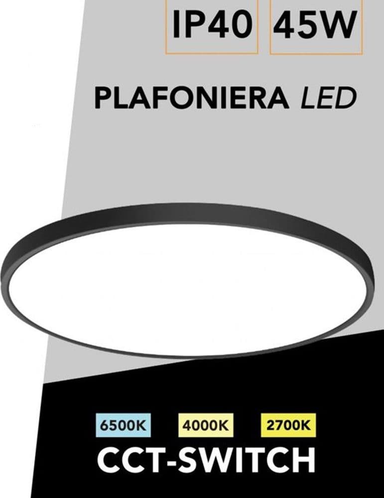 PLAFONIERA A LED SLIM 45 W IP40 CON TECNOLOGIA CCT DA 6500K A 2700K CON SWITCH LV600-3C - 12