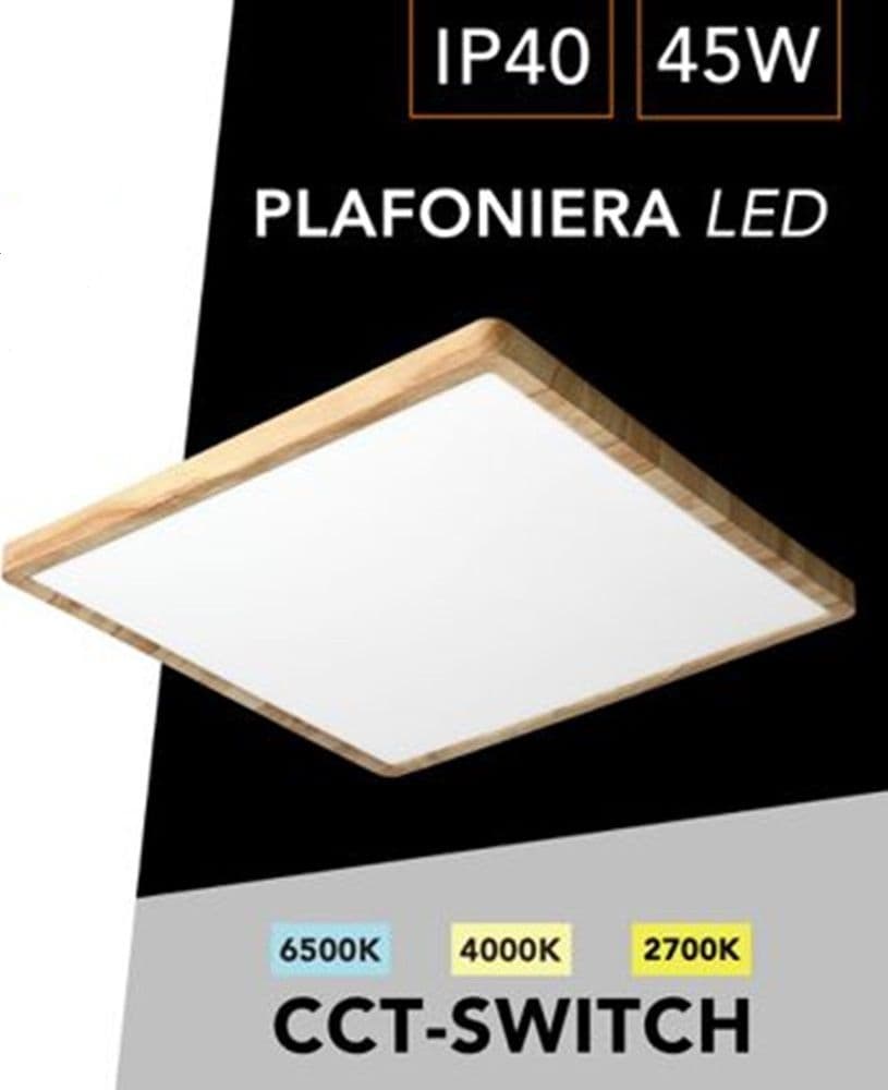 PLAFONIERA LED MODERNA ULTRA SLIM QUADRATA 45W IP40 TECNOLOGIA CCT CON SWITCH PQ-450-3C - 17