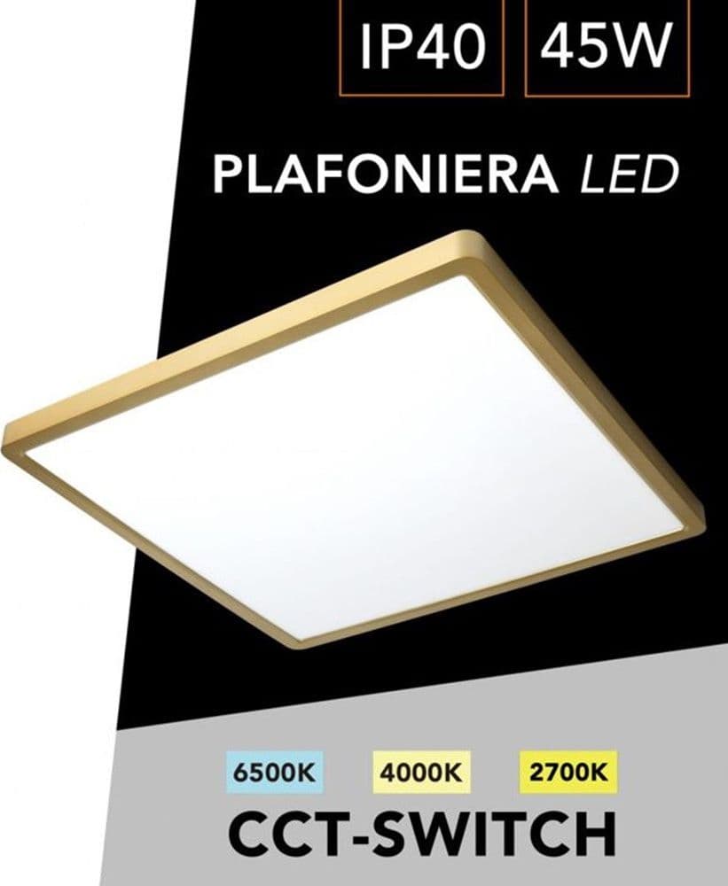 PLAFONIERA LED MODERNA ULTRA SLIM QUADRATA 45W IP40 TECNOLOGIA CCT CON SWITCH PQ-450-3C - 10