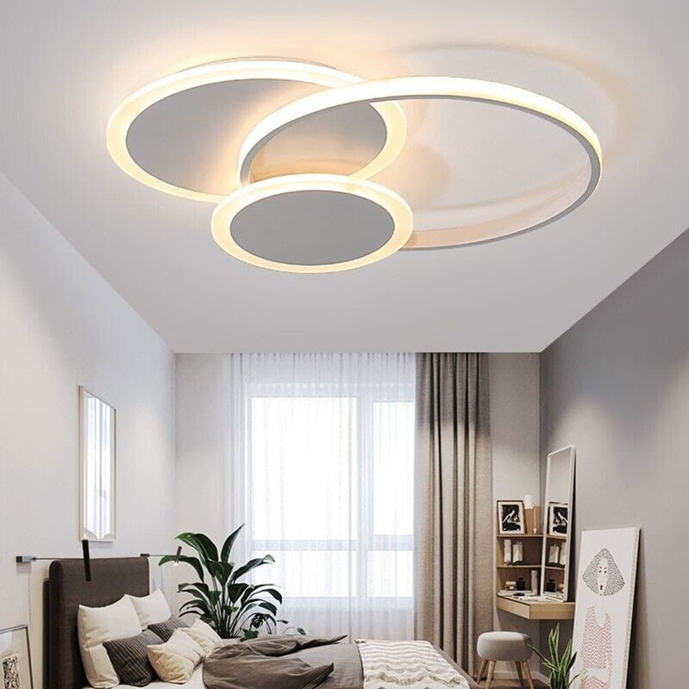PLAFONIERA TONDA A 3 CERCHI LED A TRIPLA COLORAZIONE DI LUCE 37W ULTRA MODERNO C32-3C - 2