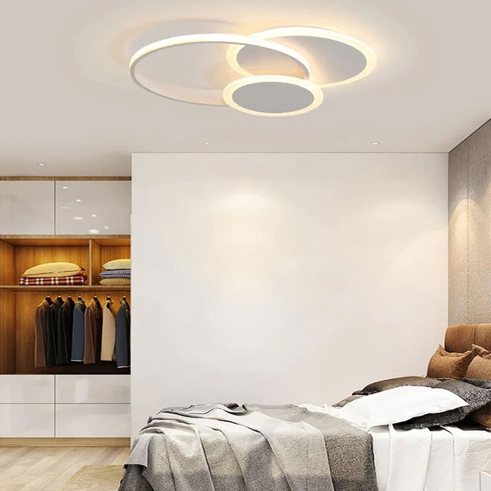 PLAFONIERA TONDA A 3 CERCHI LED A TRIPLA COLORAZIONE DI LUCE 37W ULTRA MODERNO C32-3C - 3