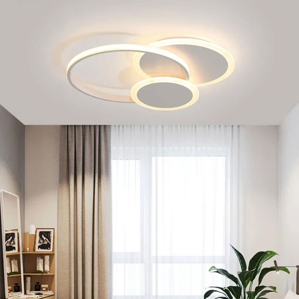 PLAFONIERA TONDA A 3 CERCHI LED A TRIPLA COLORAZIONE DI LUCE 37W ULTRA MODERNO C32-3C - 4