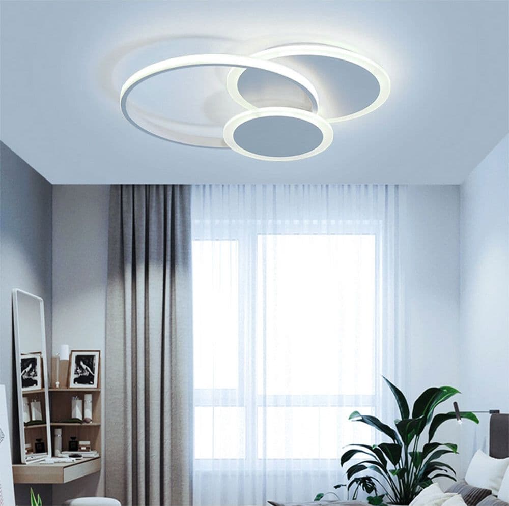 PLAFONIERA TONDA A 3 CERCHI LED A TRIPLA COLORAZIONE DI LUCE 37W ULTRA MODERNO C32-3C - 5