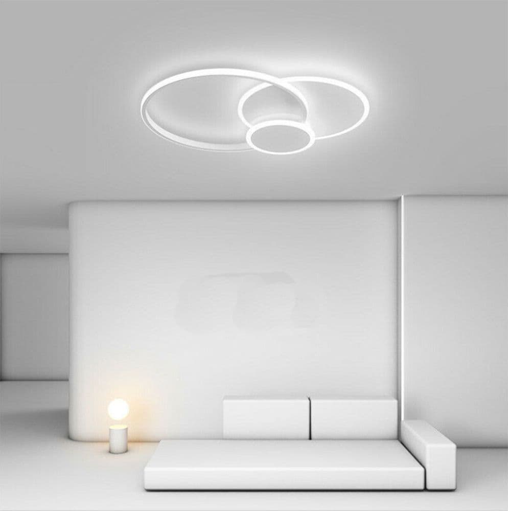 PLAFONIERA TONDA A 3 CERCHI LED A TRIPLA COLORAZIONE DI LUCE 37W ULTRA MODERNO C32-3C - 6
