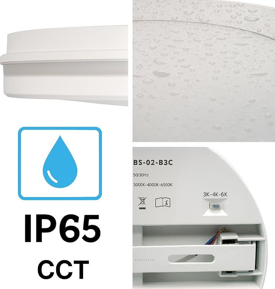 PLAFONIERA LED 29W TECNOLOGIA CCT APPLIQUE INTERNO ESTERNO SOFFITTO PARETE IP65 ESS-02-3C - 11