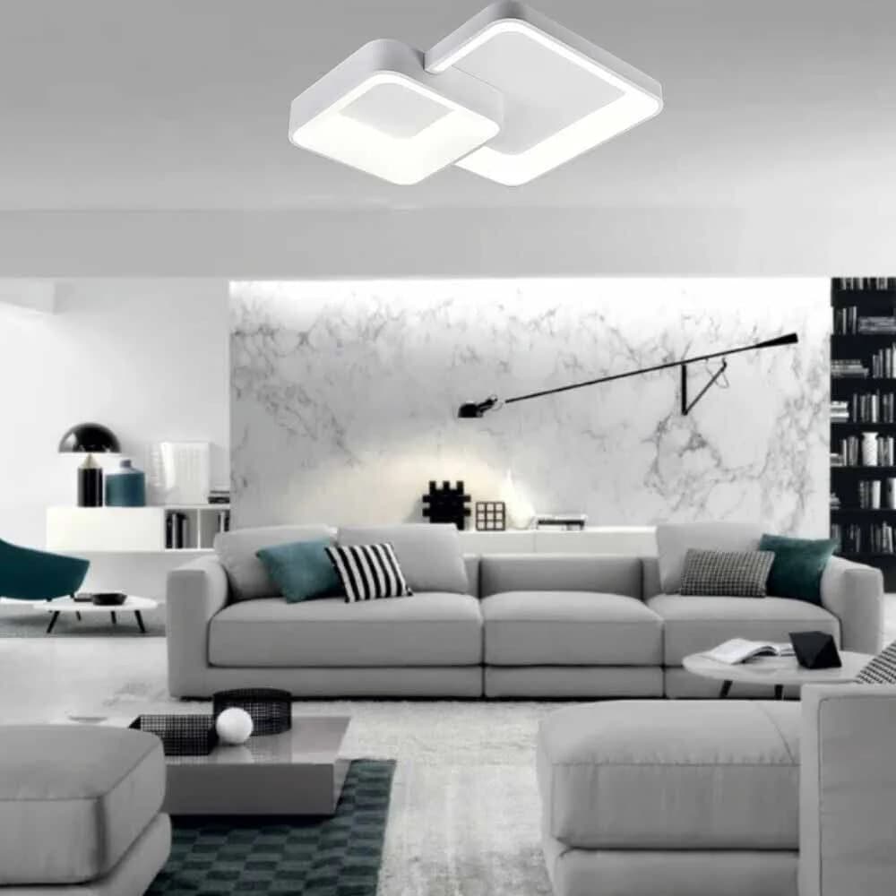 PLAFONIERA SOFFITTO LED 58W 2 QUADRATI LAMPADARIO CCT 3 COLORAZIONI 3000K A 6500K C59-3C - 12