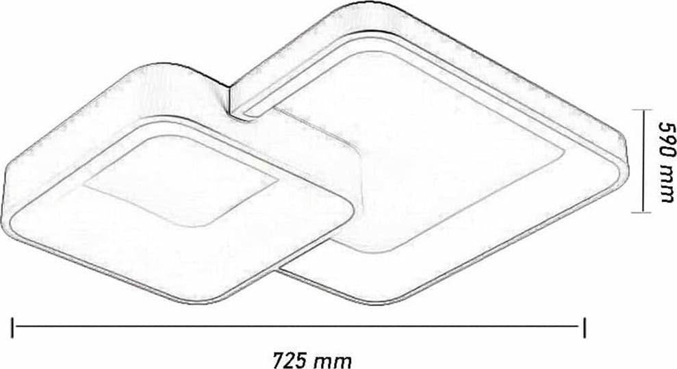 PLAFONIERA SOFFITTO LED 58W 2 QUADRATI LAMPADARIO CCT 3 COLORAZIONI 3000K A 6500K C59-3C - 14