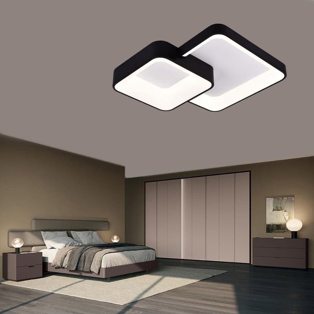 PLAFONIERA SOFFITTO LED 58W 2 QUADRATI LAMPADARIO CCT 3 COLORAZIONI 3000K A 6500K C59-3C - 5