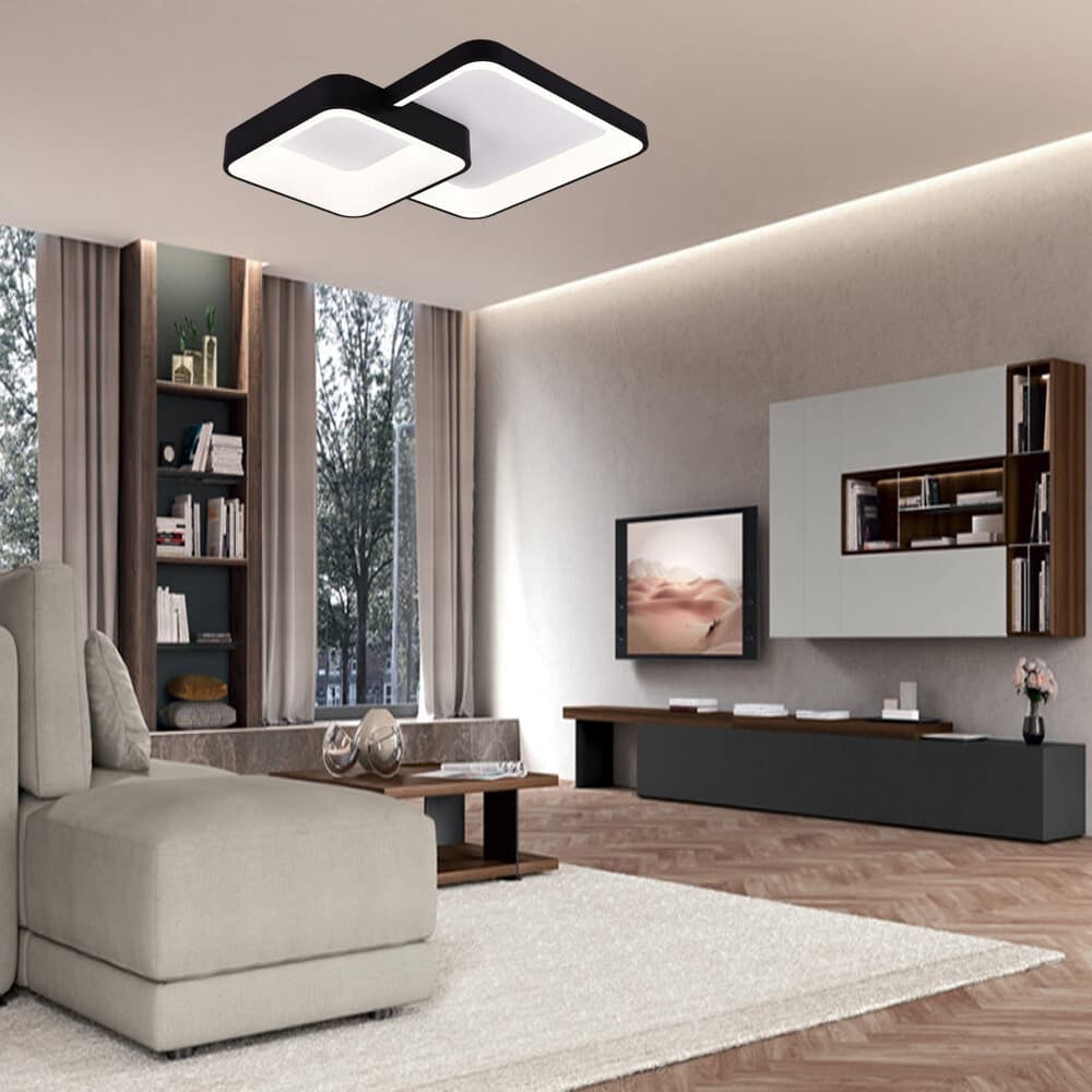 PLAFONIERA SOFFITTO LED 58W 2 QUADRATI LAMPADARIO CCT 3 COLORAZIONI 3000K A 6500K C59-3C - 6