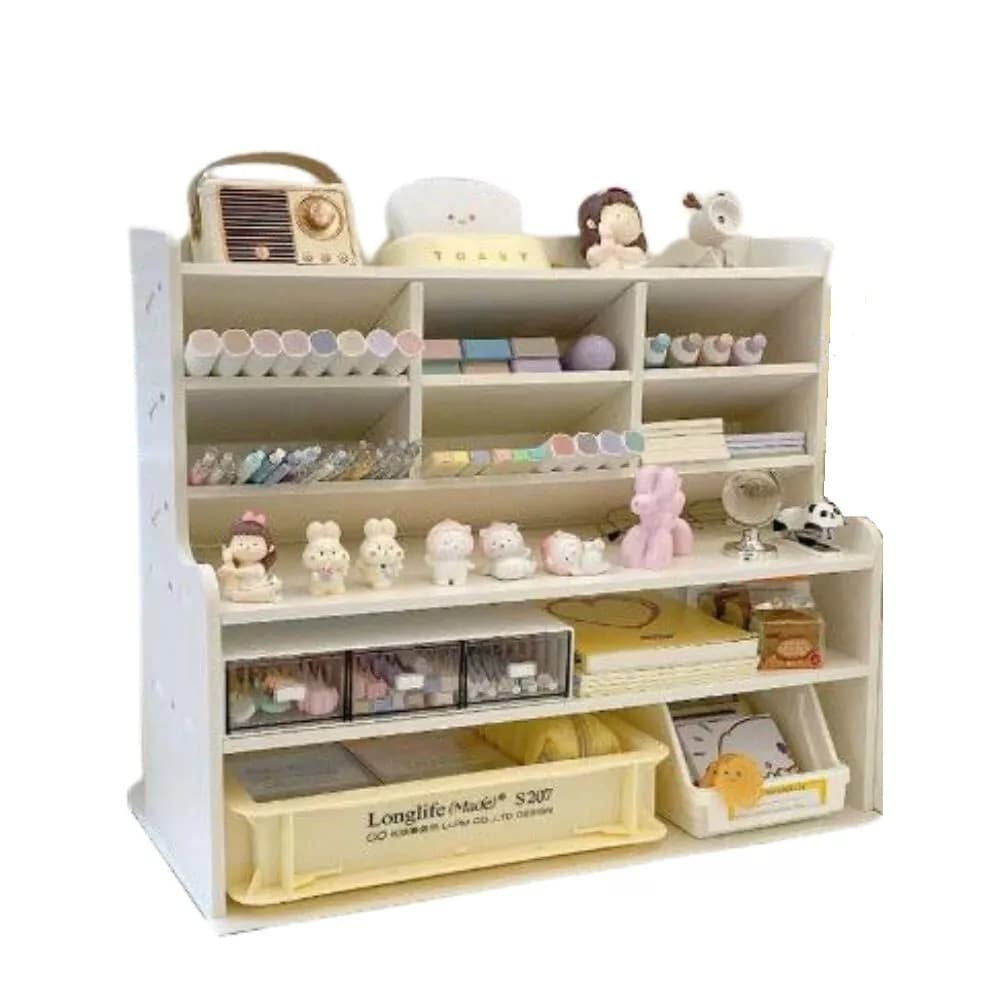 ORGANIZER DA SCRIVANIA MULTIUSO IN LEGNO PER CAMERETTA BAMBINI SCAFFALE MULTIFUNZIONALE - 4