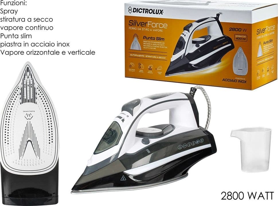FERRO DA STIRO A VAPORE 2800W CAPACITÀ 400 ML PUNTA SLIM AUTOPULENTE STIRATURA A SECCO - 2