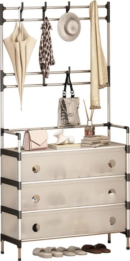 APPENDIABITI 8 GANCI SCARPIERA 4 RIPIANI ORGANIZER SCARPE ARMADIO MULTIFUNZIONE IN ACCIAIO - 7