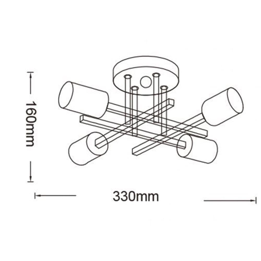 PLAFONIERA A SOFFITTO DESIGN INDUSTRIALE MODERNA NERO ORO 4 PORTALAMPADA ATTACCO E27 PN-16 - 10