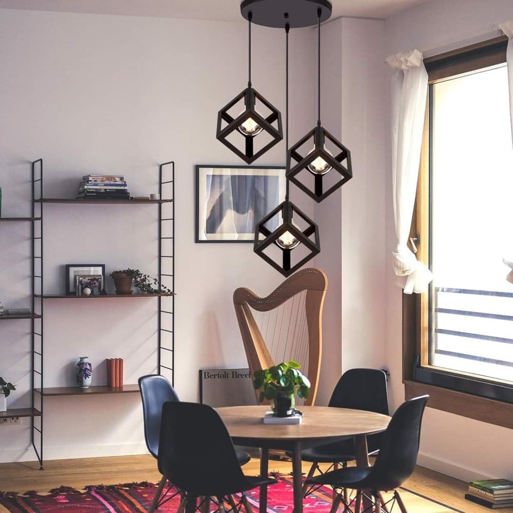LAMPADARIO DA SOFFITTO A SOSPENSIONE 3 CUBI 3D STILE GEOMETRICO ATTACCO E27 IP20 LP-47 - 13