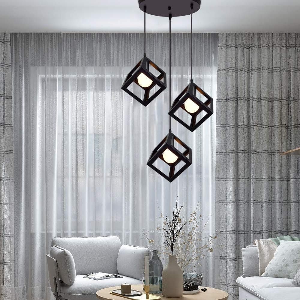 LAMPADARIO DA SOFFITTO A SOSPENSIONE 3 CUBI 3D STILE GEOMETRICO ATTACCO E27 IP20 LP-47 - 14