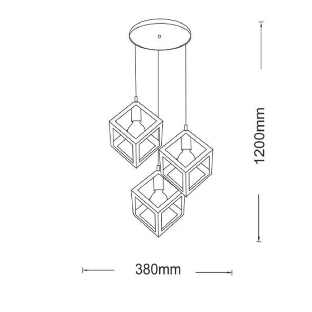 LAMPADARIO DA SOFFITTO A SOSPENSIONE 3 CUBI 3D STILE GEOMETRICO ATTACCO E27 IP20 LP-47 - 16