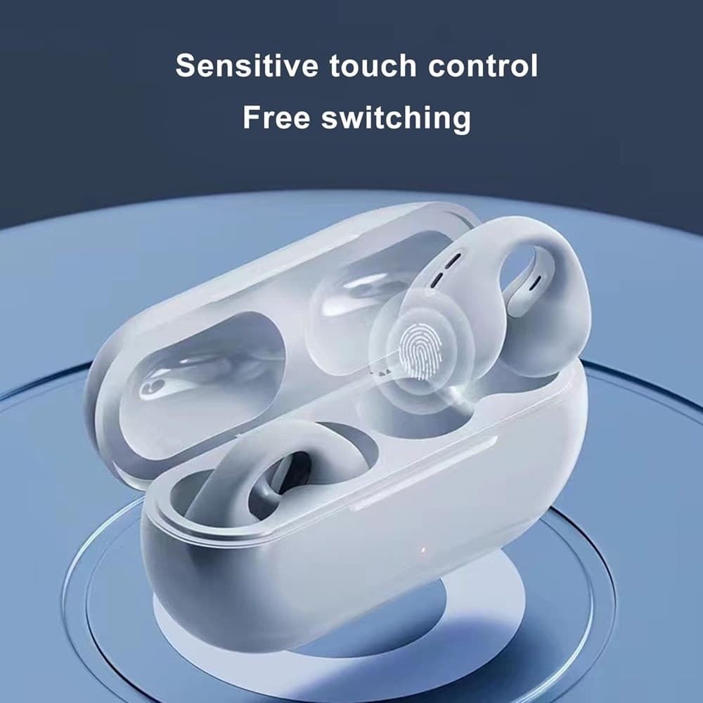 CUFFIE WIRELESS BLUETOOTH AURICOLARI A CONDUZIONE OSSEA SCATOLA RICARICA DESIGN ERGONOMICO - 9