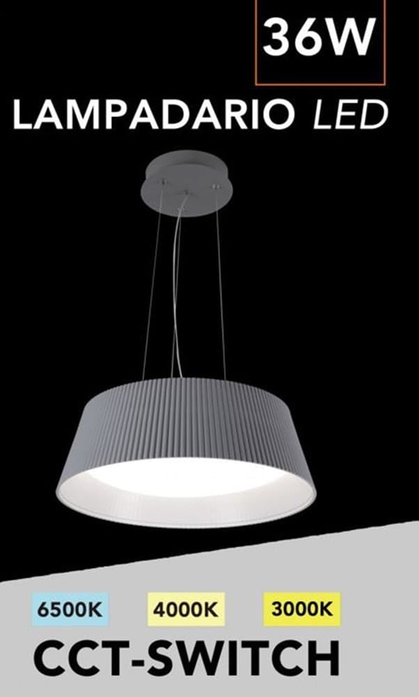 LAMPADARIO A LED 36 WATT 3240LM IP20 A SOSPENSIONE GRIGIO TECNOLOGIA CCT SWITCH B83-G3C - 11