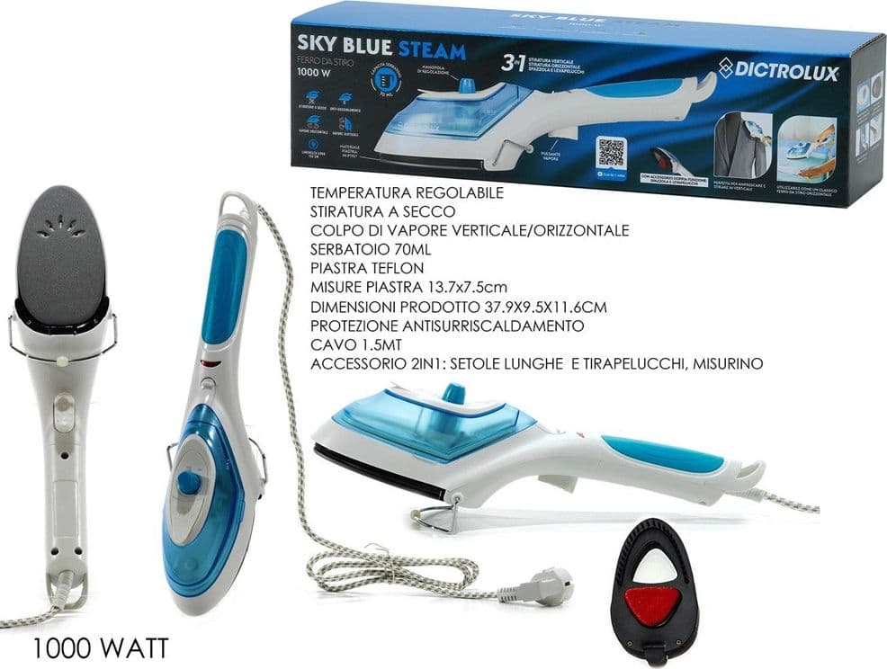 FERRO DA STIRO 3IN1 1000W A VAPORE VERTICALE ANTI-GOCCIOLAMENTO CON SPAZZOLA LEVAPELUCCHI - 2