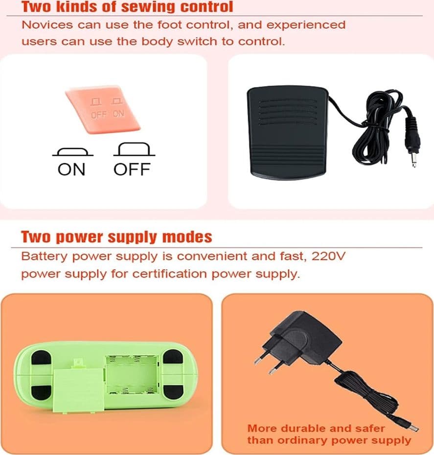 MACCHINA DA CUCIRE ELETTRICA PORTATILE MULTIFUNZIONALE USO DOMESTICO FUNZIONE TAGLIO FILO - 6