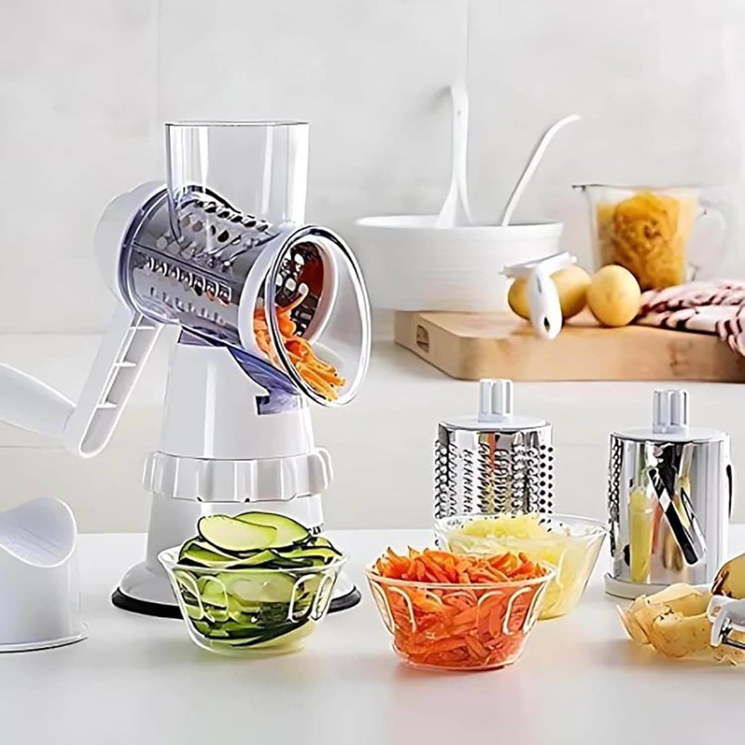 AFFETTATRICE VERDURE 3IN1 MULTIFUNZIONE MANDOLINE GRATTUGIA MANUALE CON 3 LAME TRITATUTTO - 5