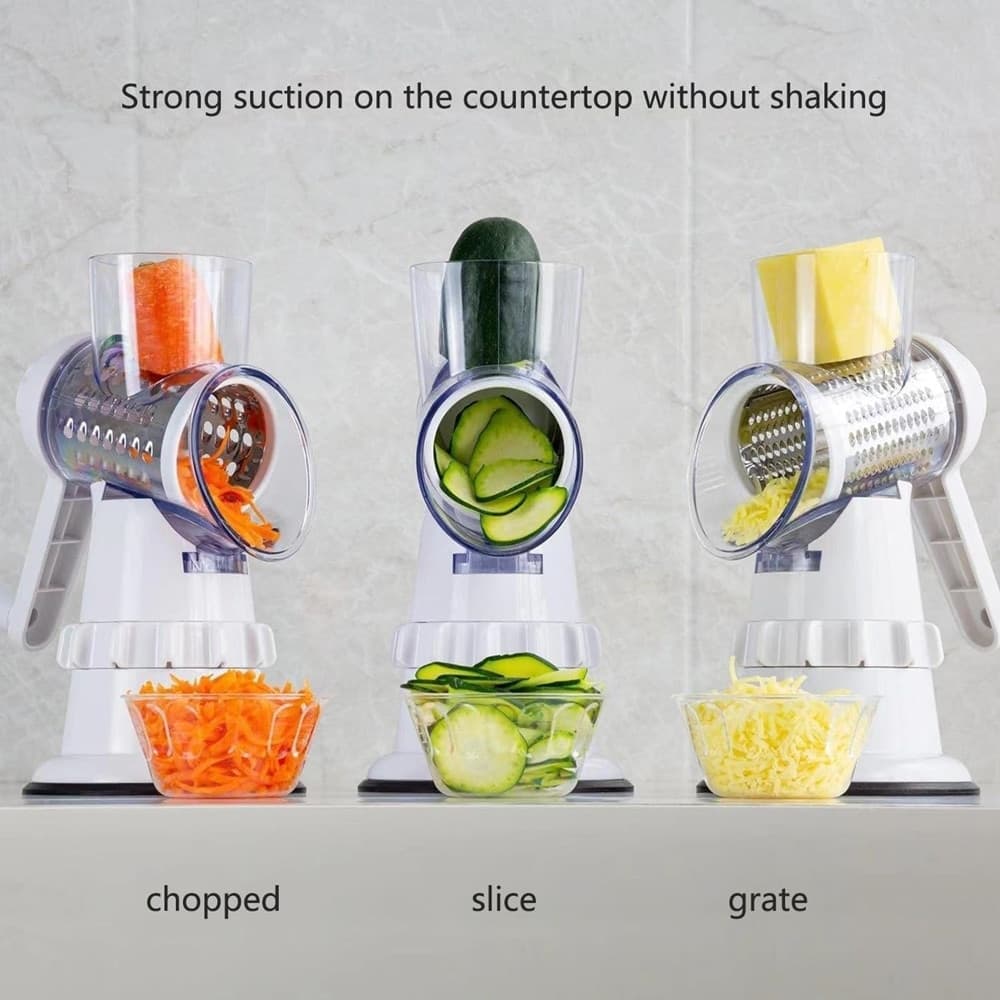 AFFETTATRICE VERDURE 3IN1 MULTIFUNZIONE MANDOLINE GRATTUGIA MANUALE CON 3 LAME TRITATUTTO - 6