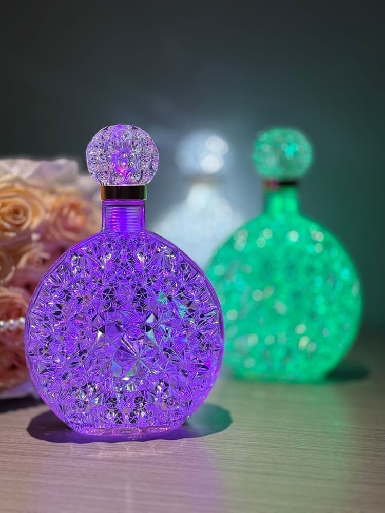 LAMPADA DA TAVOLO LUCE NOTTURNA D'ATMOSFERA CRISTALLO BOTTIGLIA VINO RICARICA TOUCH - 11