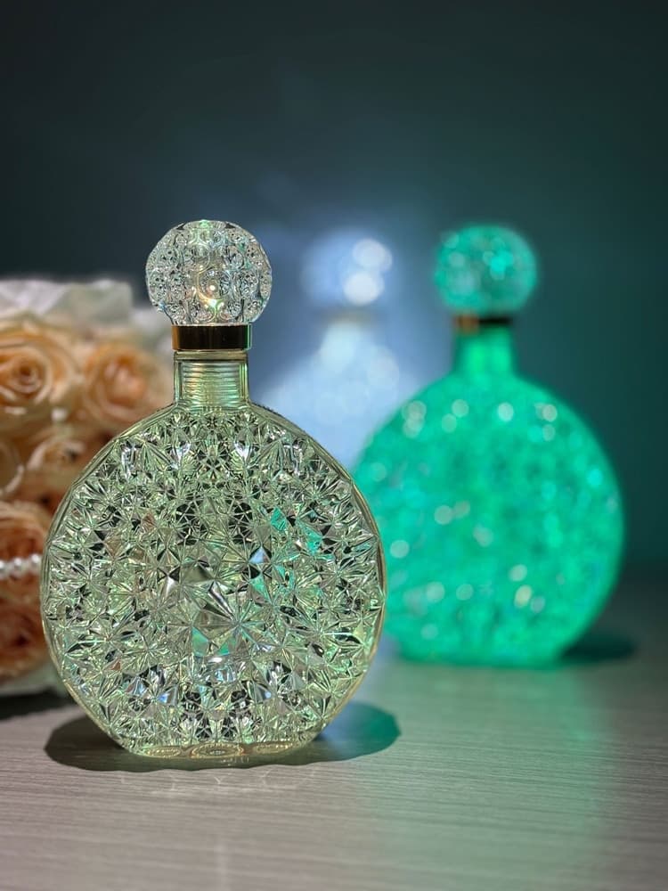 LAMPADA DA TAVOLO LUCE NOTTURNA D'ATMOSFERA CRISTALLO BOTTIGLIA VINO RICARICA TOUCH - 7