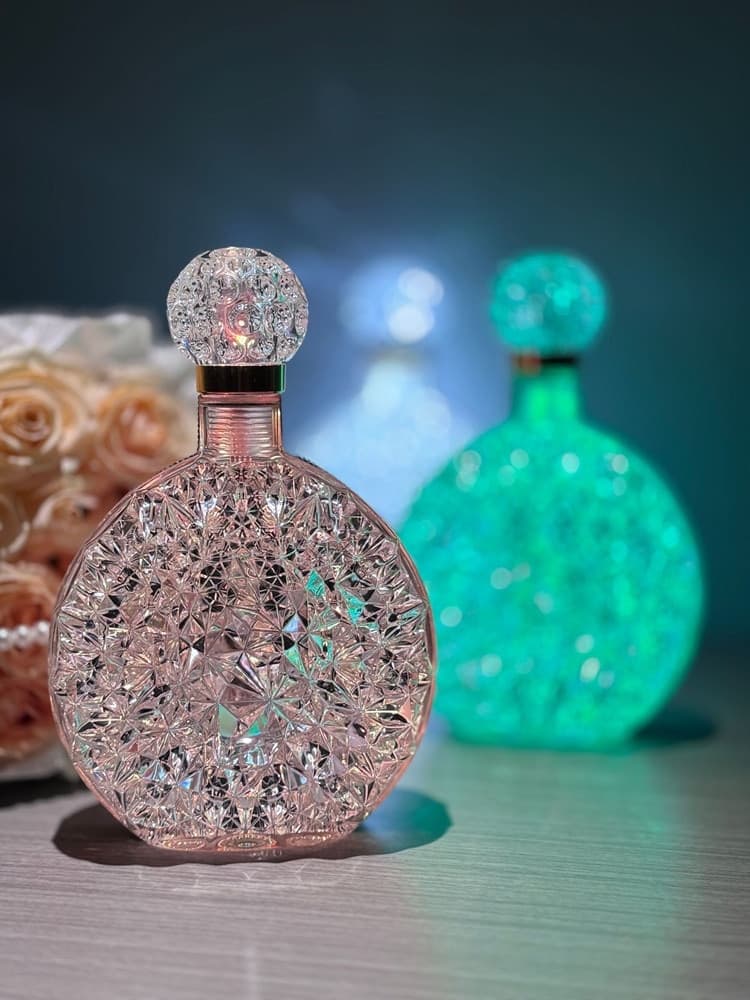 LAMPADA DA TAVOLO LUCE NOTTURNA D'ATMOSFERA CRISTALLO BOTTIGLIA VINO RICARICA TOUCH - 8