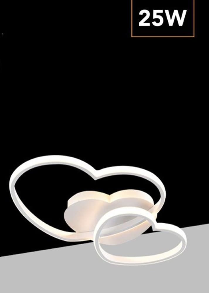 PLAFONIERA LAMPADA LED DESIGN DOPPIO CUORE BIANCO 25W 3 COLORI DI LUCE CCT PN-05B3C - 6