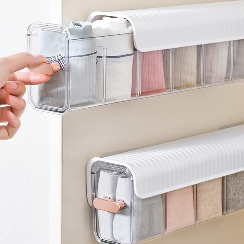 ORGANIZER BOX SCATOLA ORGANIZZATORE DA PARETE CON AUTOADESIVO CASSETTI CONTENITORE - 7