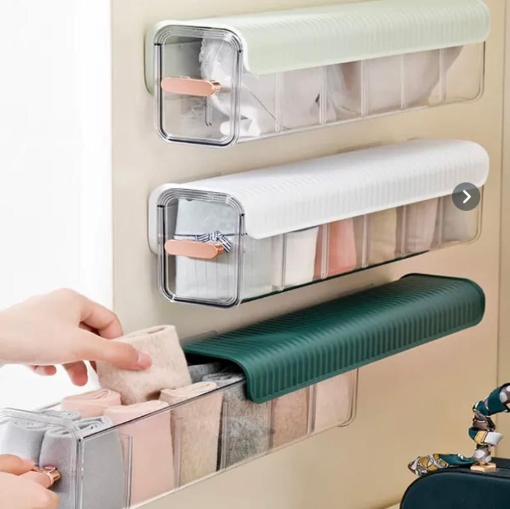ORGANIZER BOX SCATOLA ORGANIZZATORE DA PARETE CON AUTOADESIVO CASSETTI CONTENITORE - 9