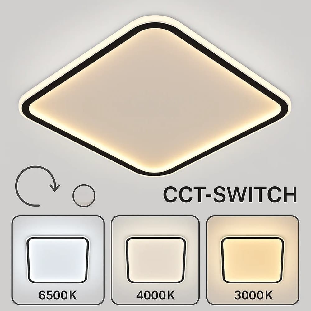 PLAFONIERA LAMPADA DA SOFFITTO QUADRATA 50W 4000LM CON BORDO TECNOLOGIA CCT IP20 C12-3C - 10