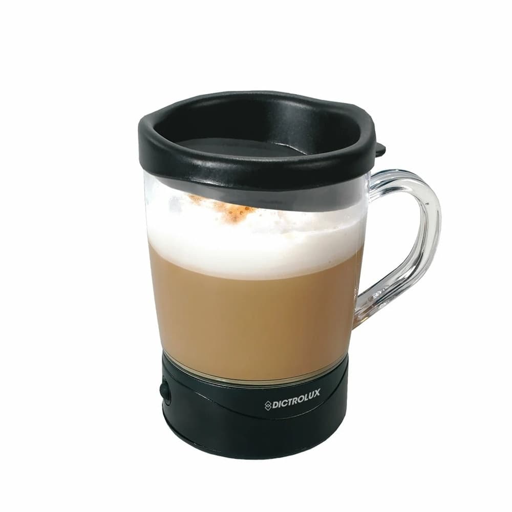 MONTALATTE A BATTERIA BICCHIERE CON TAPPO ERMETICO 15CM PER CAPPUCCINO LATTE MACCHIATO - 3