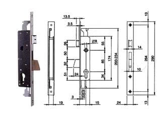 Serratura Triplice Infilare per Montanti e Pers. C Quadro e Scr. 783 30 mm - 2