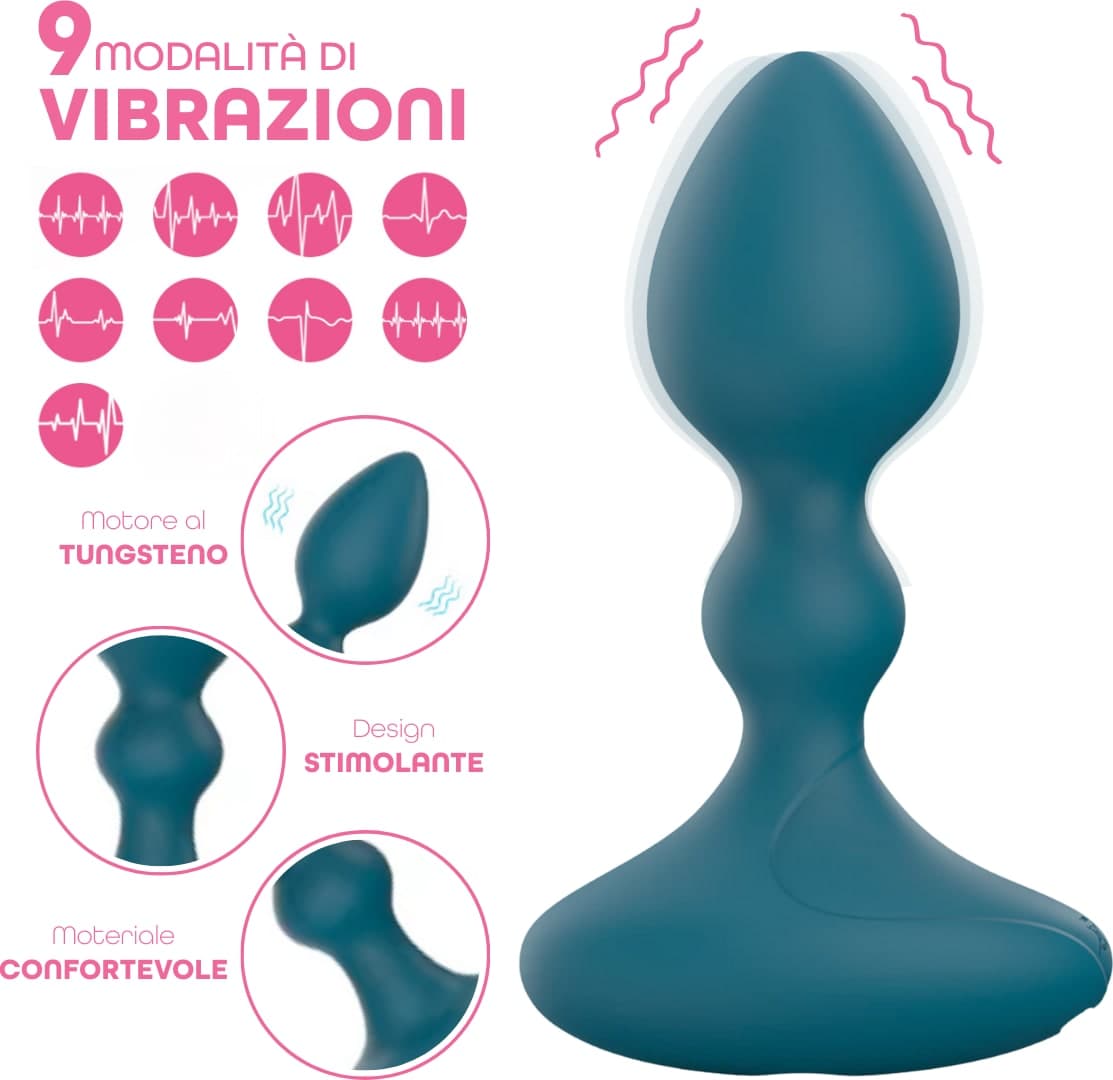 Vibratore Butt Plug Anale Vibrante con App in Silicone Morbido Stimolatore Smart - 10