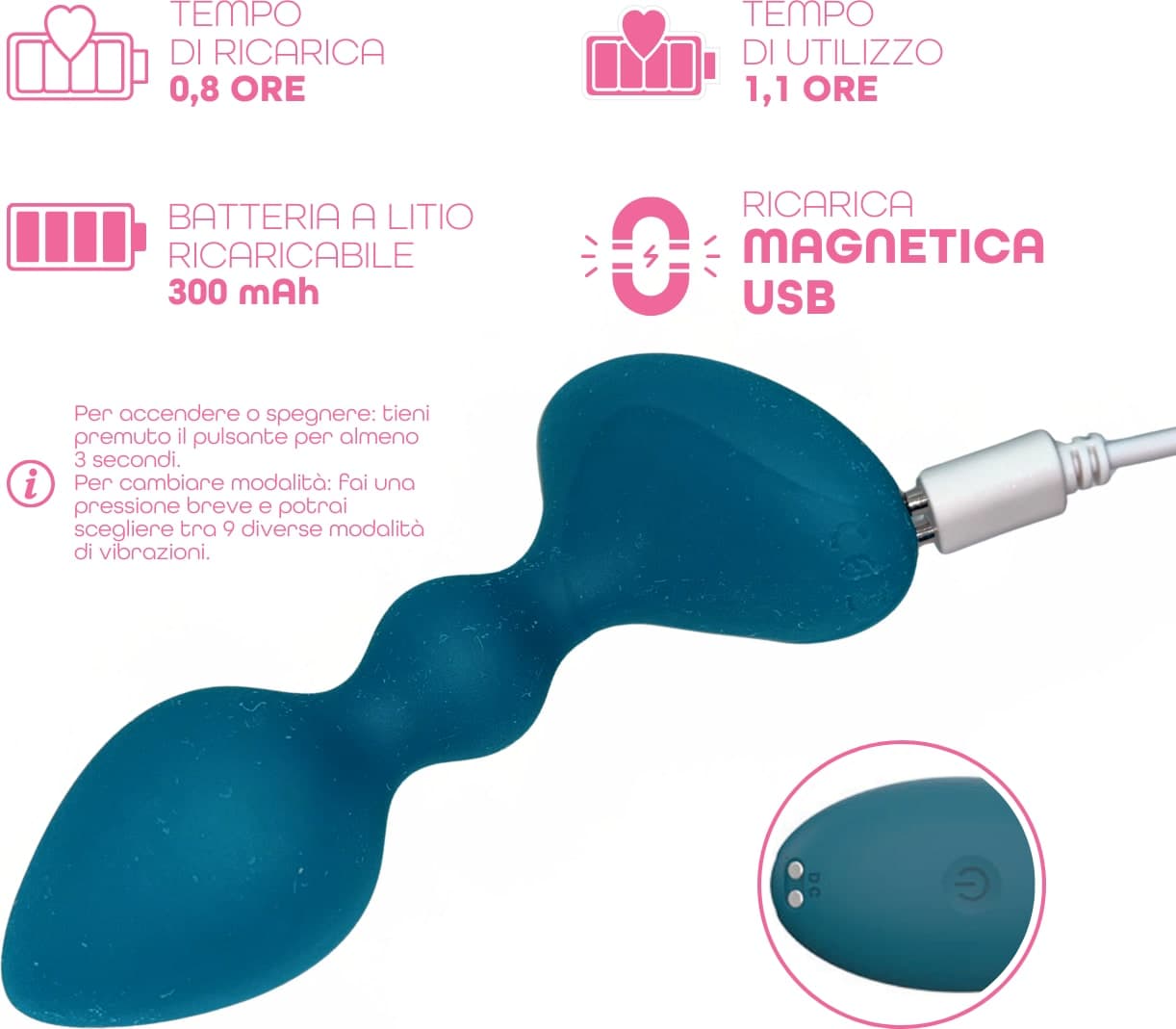 Vibratore Butt Plug Anale Vibrante con App in Silicone Morbido Stimolatore Smart - 12