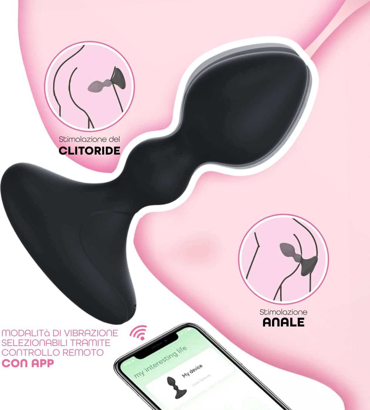 Vibratore Butt Plug Anale Vibrante con App in Silicone Morbido Stimolatore Smart - 4