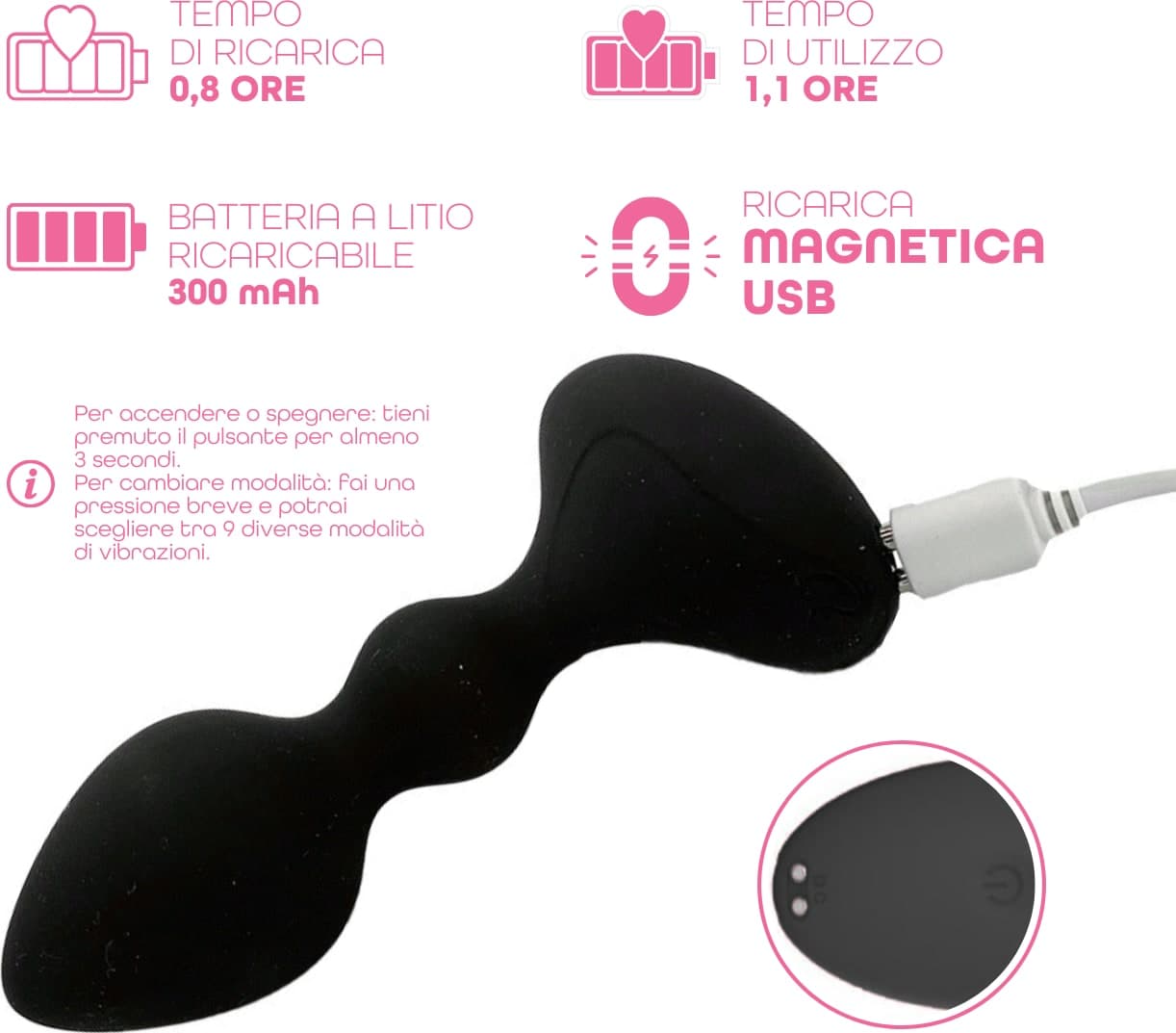 Vibratore Butt Plug Anale Vibrante con App in Silicone Morbido Stimolatore Smart - 5